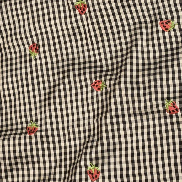 Peter Martin Black & White Checkered Pants with Fun Strawberry Accents - Size 12 - Picture 2 of 6